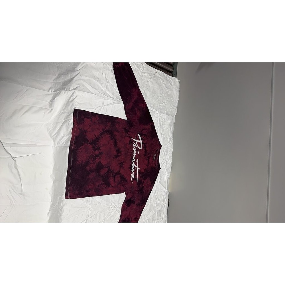 Primitive Tie-Dye Long Sleeve Shirt Maroon Black Logo Mens Size Medium